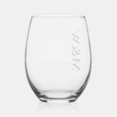 Familie Monogram Naam Modern Zwart Wijnglas Zonder Voet (Achterkant)