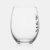 Familie Monogram Naam Modern Zwart Wijnglas Zonder Voet (Rechts)