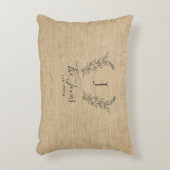 Familie monogram naam rustieke boerderij jute zak accent kussen (Voorkant(Verticaal))