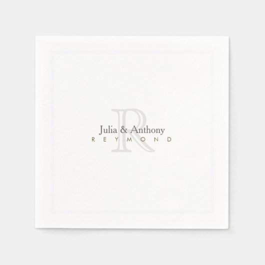 Familie monogram (namen/initiaal) op witte standaa servetten (Voorkant)