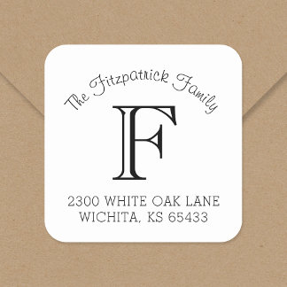 Familie Monogram Vierkante Adresetiketten Sticker