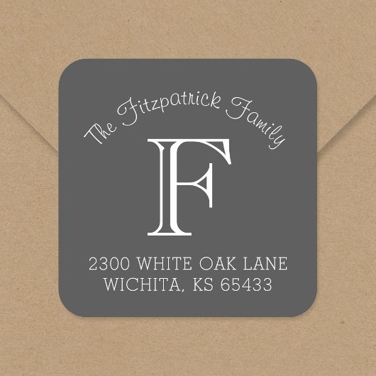 Familie Monogram Vierkante Adresetiketten Sticker