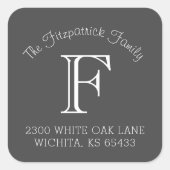 Familie Monogram Vierkante Adresetiketten Vierkante Sticker (Voorkant)