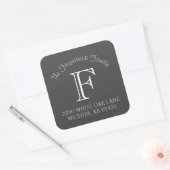 Familie Monogram Vierkante Adresetiketten Vierkante Sticker (Envelop)