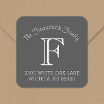 Familie Monogram Vierkante Adresetiketten Vierkante Sticker<br><div class="desc">Aangepaste stickers voor retouradressen die zijn afgestemd op je gezinslogo en -adres. Gebruik de ontwerphulpmiddelen om de achtergrondkleur en de doopvonten te veranderen om uw eigen uniek ontwerp verder aan te passen.</div>