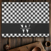 Familie Monogram zwart-wit Vichy Modern Theedoek