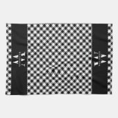 Familie Monogram zwart-wit Vichy Modern Theedoek (Horizontaal)