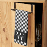 Familie Monogram zwart-wit Vichy Modern Theedoek<br><div class="desc">Moderne,  rustige keukenhanddoeken met monogrammen zijn voorzien van een zwart-wit vichy-patroon,  met een zwarte band met je eigen familienaam en monogram.</div>