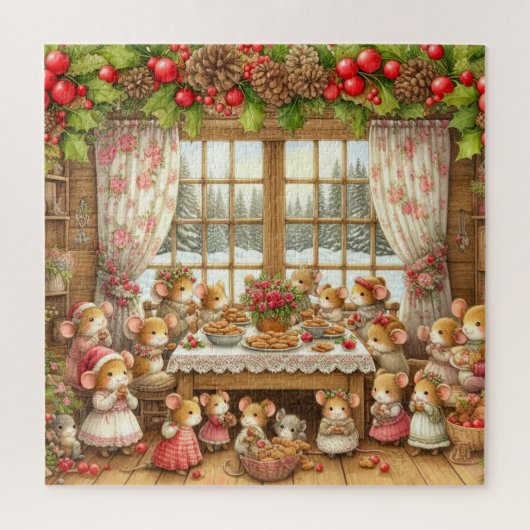 Familie muizen met Kerstmis Legpuzzel (Verticaal)