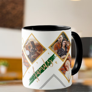 Familie Multi Foto Collage Hart Script Koffie Mok