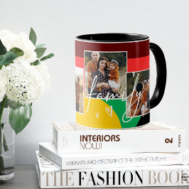 Familie Multi Foto Collage Hart Script Koffie Mok