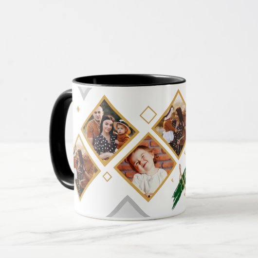 Familie Multi Foto Collage Hart Script Koffie Mok (Voorkant links)