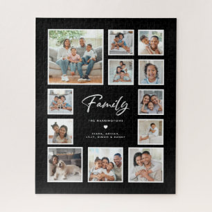 Familie Multi Foto Collage Raster   Zwarte Achterg Legpuzzel