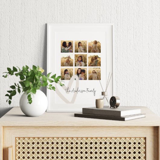 Familie multi foto crème hart elegant stijlvol canvas afdruk