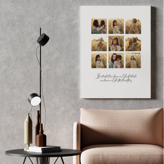 Familie multi foto hart citaat elegant stijlvol canvas afdruk