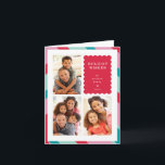 FAMILIE MULTI FOTO moderne minimale rand rood roze Feestdagen Kaart<br><div class="desc">door kat massard >>> WWW.SIMPLYSWEETPAPERIE.COM<<< An elegant card design featuring quote that you can change yourself! White geometric border on the backside, giving you the opportunity to handwrite a personal message or place a full portrait photo. NOTE >> Neem contact met me op kat@simplysweetpaperie.com als je hulp nodig hebt om...</div>