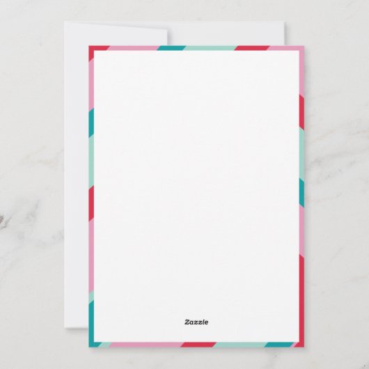 FAMILIE MULTI FOTO moderne minimale rand rood roze Feestdagenkaart (Achterkant)