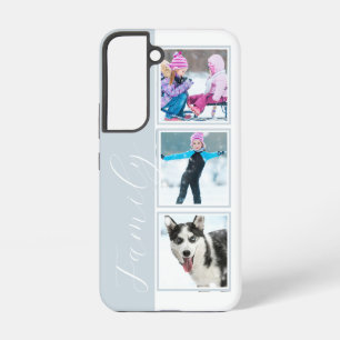 Familie Multi Foto Strip in Poederblauw Samsung Galaxy Hoesje