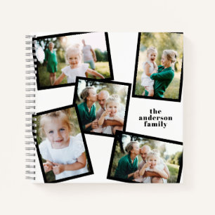Familie multi foto zwart-wit modern eenvoudig notitieboek