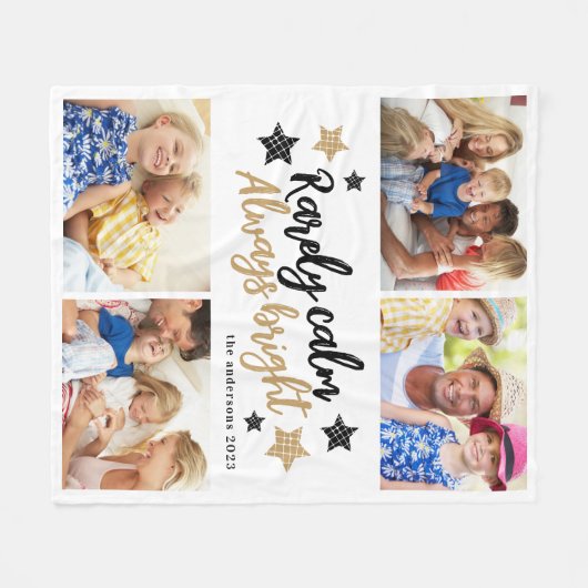 Familie Multi Fotocollage Calm Bright Fleece Deken (Voorkant (Horizontaal))