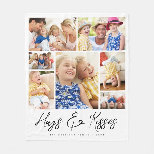 Familie Multi Fotocollage Knuffels & Kussen Fleece Deken (Voorkant)