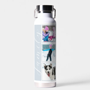 Familie Multi-fotostrook in poederblauw Waterfles