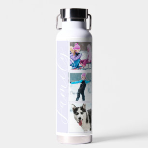 Familie Multi-fotostrook op lichte poederlavendel Waterfles