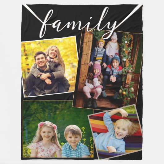 Familie Multi Photo Gallery Collage Stijlvol Moder Fleece Deken (Voorkant)