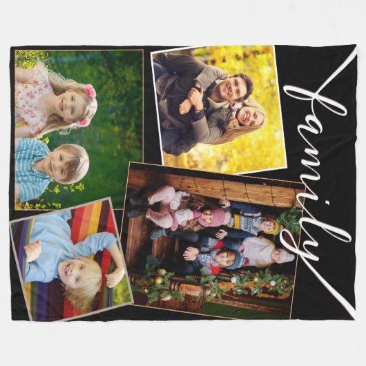 Familie Multi Photo Gallery Collage Stijlvol Moder Fleece Deken (Voorkant (Horizontaal))
