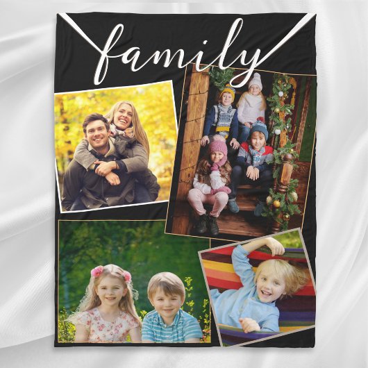Familie Multi Photo Gallery Collage Stijlvol Moder Fleece Deken