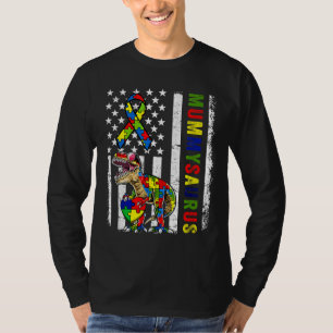 Familie Mummysaurus Autism Us Flag Dinosaur Puzzle T-shirt