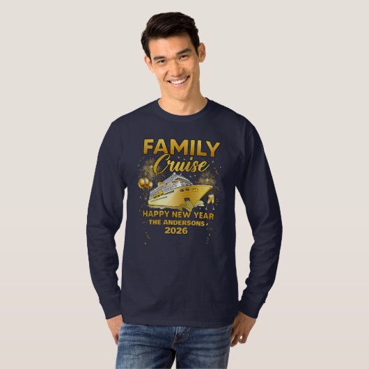 Familie Nieuwjaar Cruise Gold Ship Custom Year T-shirt (Voorkant volledig)