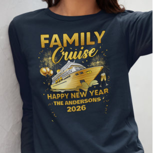 Familie Nieuwjaar Cruise Gold Ship Custom Year T-shirt