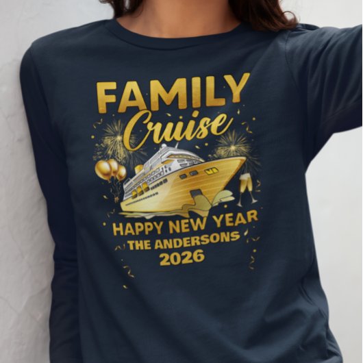 Familie Nieuwjaar Cruise Gold Ship Custom Year T-shirt
