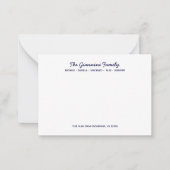 FAMILIE NOTECARDS Cursieve namen Adres NAVY BLUE Notitiekaartje (Voorkant)