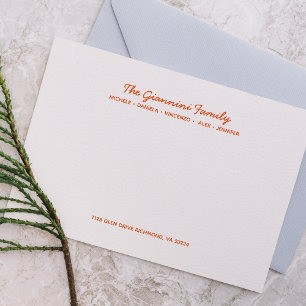FAMILIE NOTECARDS Cursieve namen Adres SINAASAPPEL Notitiekaartje