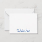 FAMILIE NOTECARDS Stationery Cursive Names Blue Notitiekaartje (Voorkant)