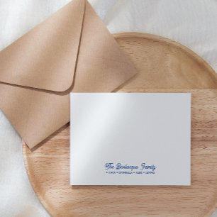 FAMILIE NOTECARDS Stationery Cursive Names Blue Notitiekaartje