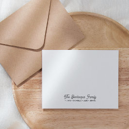 FAMILIE NOTECARDS Stationery Cursive Names GRAY Notitiekaartje