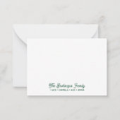 FAMILIE NOTECARDS Stationery Cursive Names Green Notitiekaartje (Voorkant)