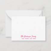 FAMILIE NOTECARDS Stationery Cursive Names Magenta Notitiekaartje (Voorkant)