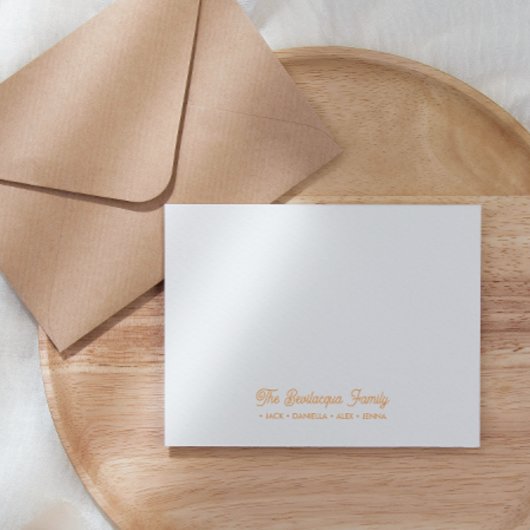 FAMILIE NOTECARDS Stationery Cursive Names Oranje Notitiekaartje