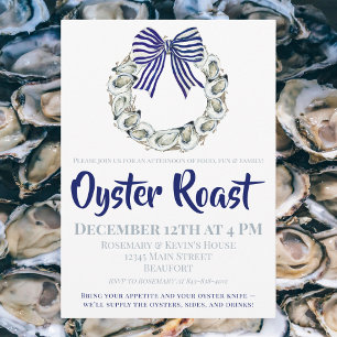 Familie Oester Roast Oester Krans Blauwe Lint Kaart