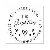 Familie of Bedrijfs Adres Hand Getekend Hart Zelfinktende Stempel (Design)