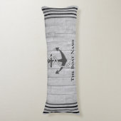 Familie of Bootnaam Grijs Ankertouw Nautisch Lichaamskussen (Voorkant Verticaal)