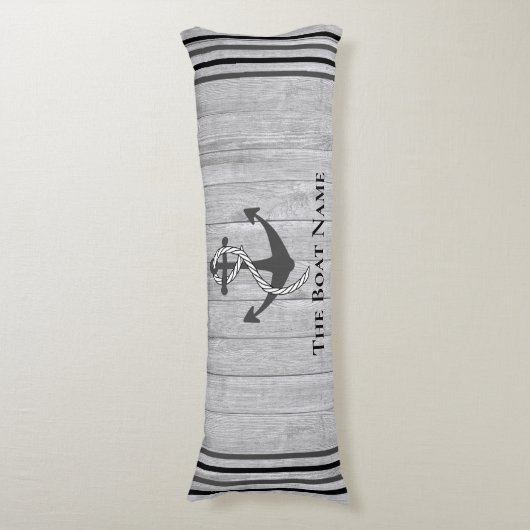 Familie of Bootnaam Grijs Ankertouw Nautisch Lichaamskussen (Voorkant Verticaal)