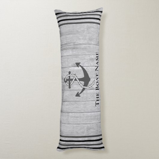 Familie of Bootnaam Grijs Ankertouw Nautisch Lichaamskussen (Achterkant (Verticaal))