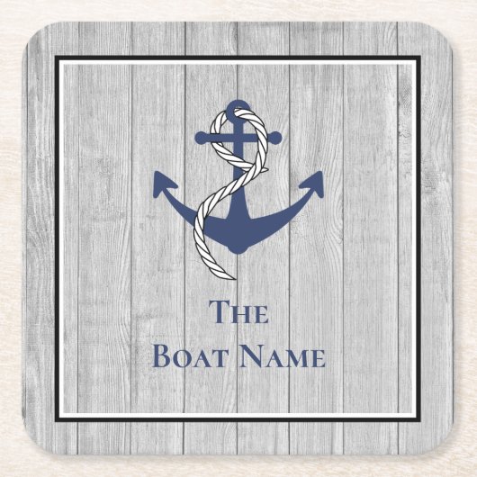 Familie of bootnaam Navy Anker Touw Nautilus Kartonnen Onderzetters (Voorkant)