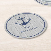 Familie of bootnaam Navy Anker Touw Nautilus Ronde Kartonnen Onderzetter (Gebogen)