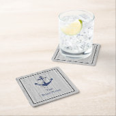 Familie of bootnaam Navy Anker Touw Scheepvaart Kartonnen Onderzetters (Insitu)